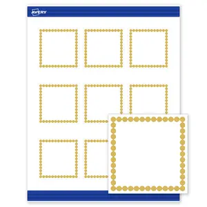 Avery Printable Square Cards, Gold Beads, 2.5" x 2.5", Matte White Square Cards, Laser/Inkjet, 90ct, Great for Business Cards