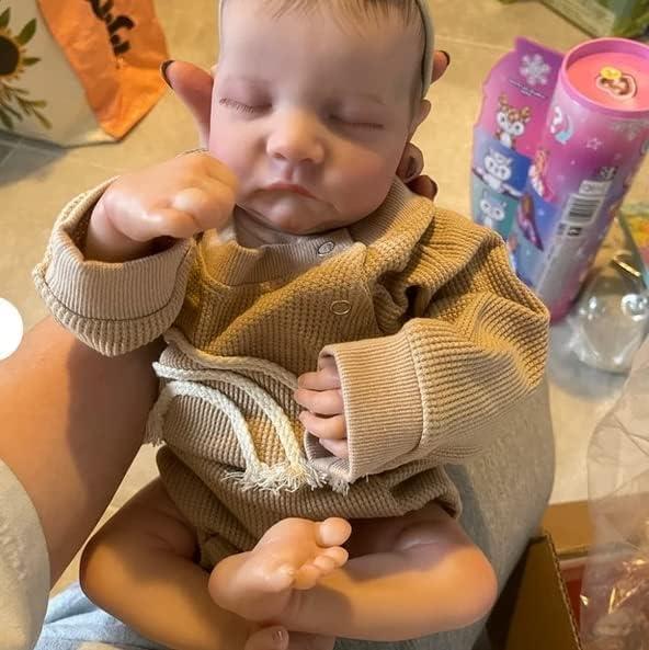 Reborn Baby Dolls 19 inch 48cm Cloth Weighted Body Vinyl Reborn Toddler Doll Asleep with Painted Hiar Lifelike Dolls That Look Real Child Toys with Outfit & Accessories  Christmas gift Stuffed