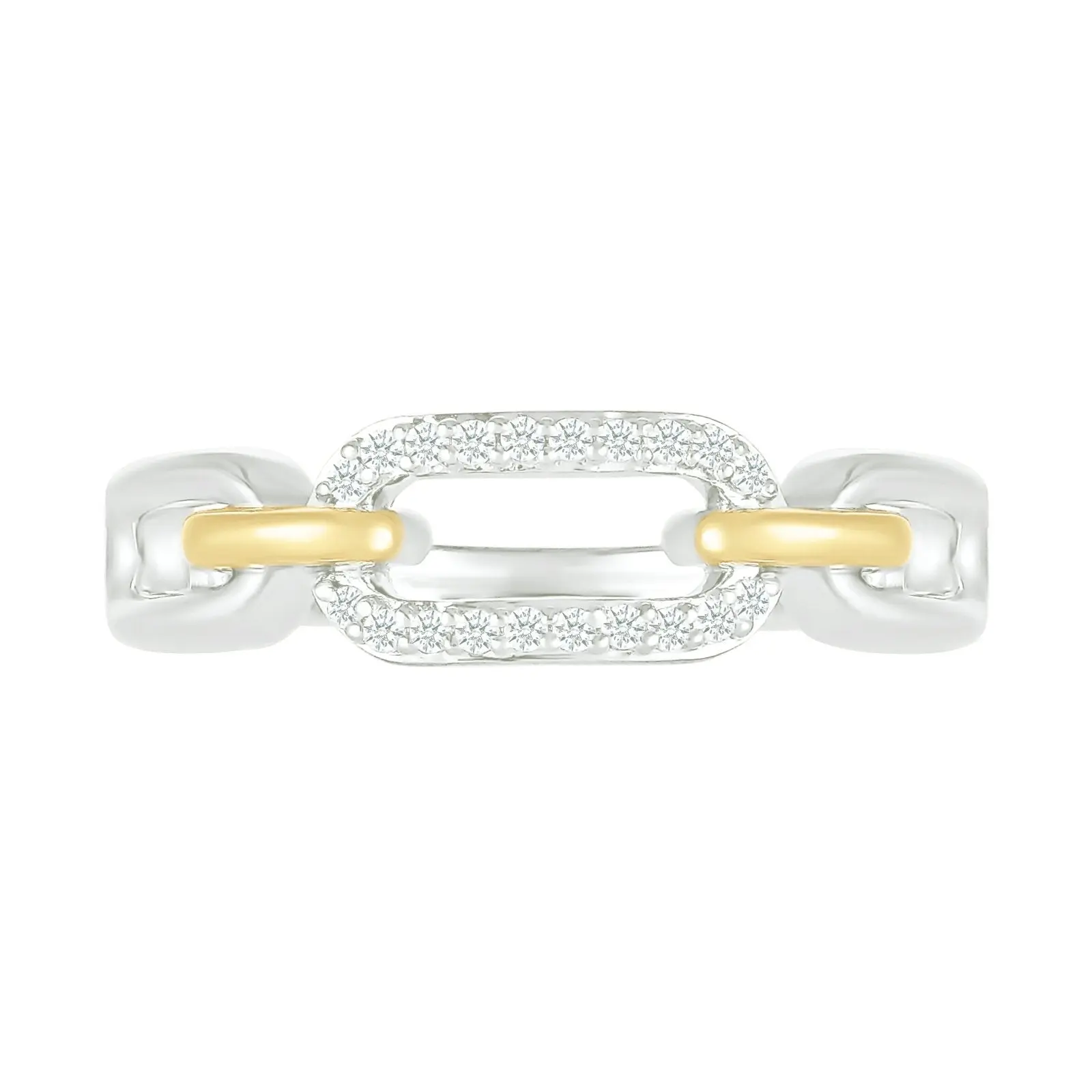 Interlocking Gold and Diamond Paperclip Ring