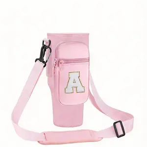 Letter Pattern Cup Carrier Bag with Strap, Initial Cup Crossbody Holder Bag, Personalized Accessories for Running Supplies, Drink Holders, Portable