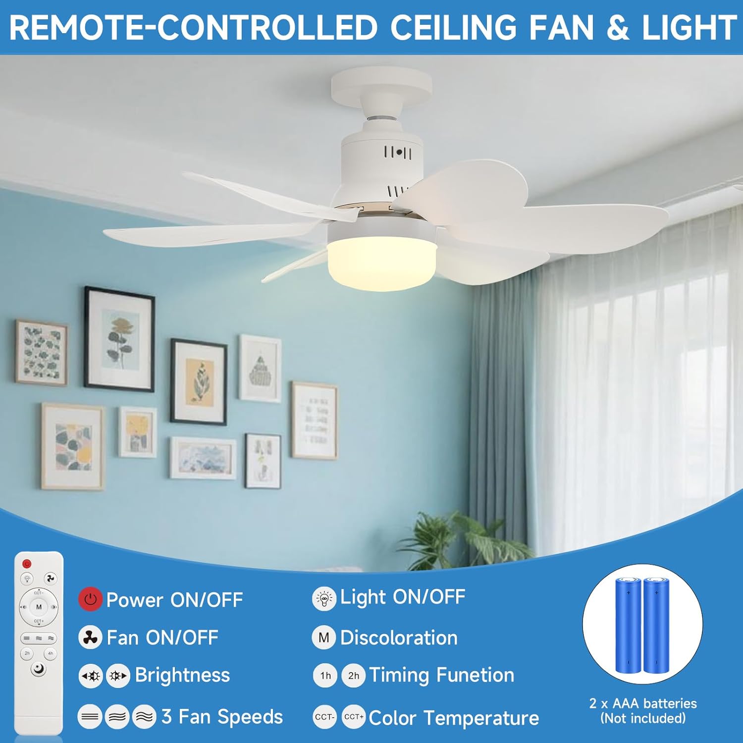 Ultra Quiet Socket Ceiling Fan Light, 3 Speed Adjustable Fan, Dimmable 3 Color Light, No Tools Installation for Bedroom and Small Space Ultra Quiet Socket Ceiling Fan Light, 3 Speed Adjustable Fan, Dimmable 3 Color Light, No Tools Installation for Bedroom and Small Space