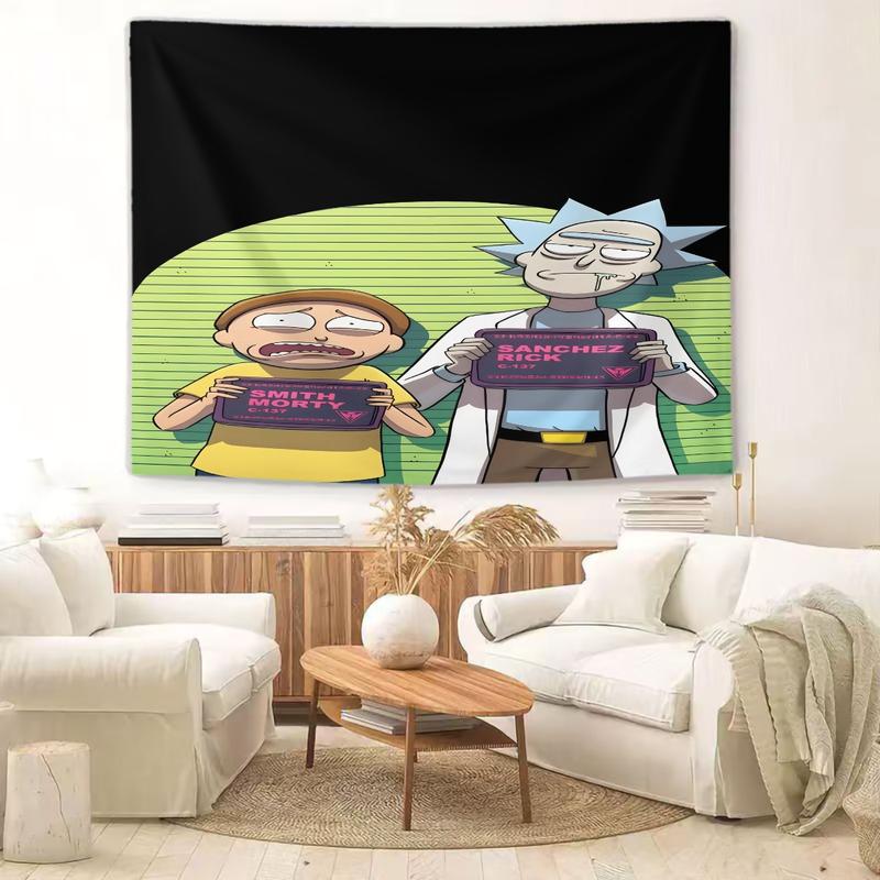 Rick And Morty Patterned Tapestries, Fashionable Room Flags, Unique Wall Art In The Living Room And Bedroom, Very Special Gifts