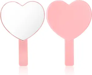 Heart Shaped Handheld Mirror – Portable Pink Drop-Resistant Hand Mirror for Makeup, Lashes & Travel, Cute Valentine Birthday Gift