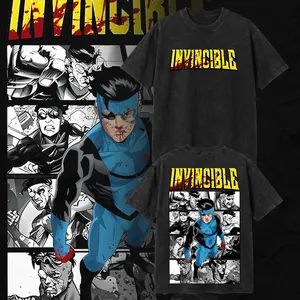Mark Grayson Invincible War V7 Comic Menswear Gift for Movie Fans Top Apparel Classic Oversized Seamless Simple Straight Man Designer Shirts Men's Regular Fit Floral Print Tee Heavyweight Cotton T-Shirts Featuring Epic Panther Design