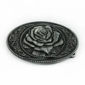 Cowboy Belt Buckles for Men Women Engraved Cool Replacement (Rose)