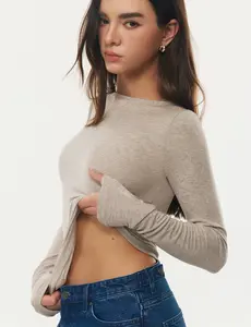 C202 Women Merino Wool Long Sleeve Top Boat Neck Soft Breathable Slim Fit Basic Tee