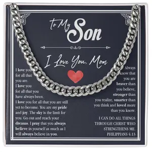 Son Necklace, To My Son Necklace, Christmas Gift For Son From Mom Cuban Link Chain Necklace