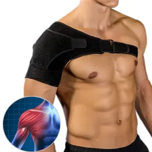 Adjustable sports shoulder brace with compression, left and right anti-strain shoulder strap, shoulder stabilizer, ice compression shoulder pad