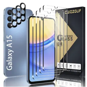 4+3 Pack Galaxy A15 Screen Protector, 4 Pack Tempered Glass with 3 Pack Camera Lens Protector, High Clarity, Anti-Shatter, Bubble Free for Samsung A15 5G Screen Protector