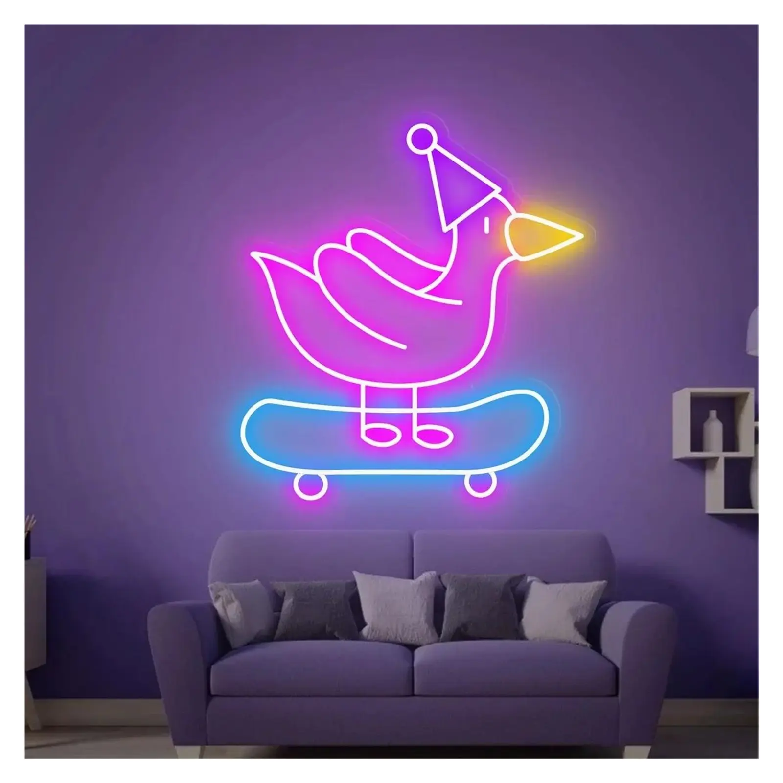 Sign Illuminated Skateboard Chick Neon Sign Light USB Powered For Home Club Gaming Room Birthday Atmosphere Personalized Wall Art Decor 38cmx28cm