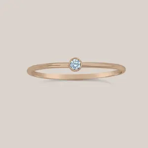 March Birthstone aquamarine – Gold Filled Stacking Ring