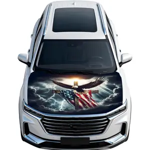Car Hood Cover Flag - 59x51IN American Eagle Hood Covers with 2 Adjustable Triangular Fasteners for Cars Decor, Automotive Exterior Accessories Patriotic Decorations - Hood Cover-2