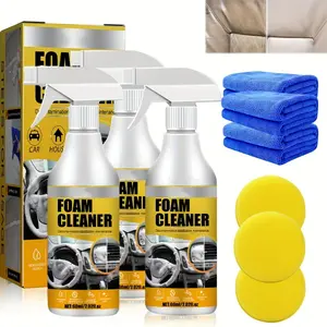 [3-Pack Multi-Functional Car Cleaner] 3-Pack Universal Multi-Functional Car Interior Foam Cleaner Spray, Leather Care, Stain Remover, for Seat & Ceiling Cleaning Detergent, Car Detailing Foam Cleaner for Various Surfaces