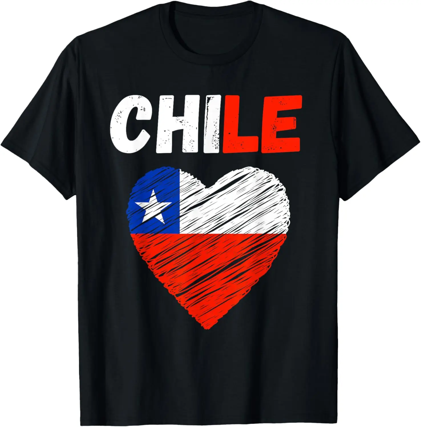 Women's 100% Cotton Casual Short-Sleeve Round Neck Graphic T-Shirt - Chile Flag, Chile Heart Holiday Themed Streetwear Vintage Everyday Top