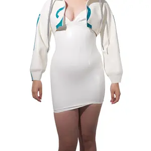 White Body-Hugging Short Skirt Latex Dress with Unique Design and Comfortable Fit