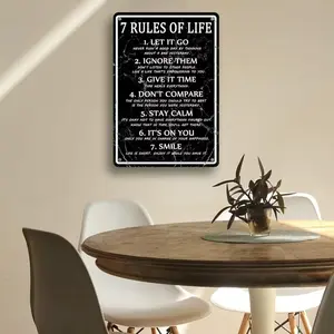 7 Rules Of Life Motivational Poster, Inspirational Art for Classroom, Wall Mounted Metal Sign, Home Decor, Room Decor, No Frame, Ornaments