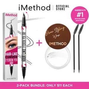 iMethod Curved Eyebrow Pen - Microblading Brow Pencil, Brow Pen 2-in-1 Dual-Ended Brow Pen with Micro-Fork-Tip Applicator Makeup Cosmetic