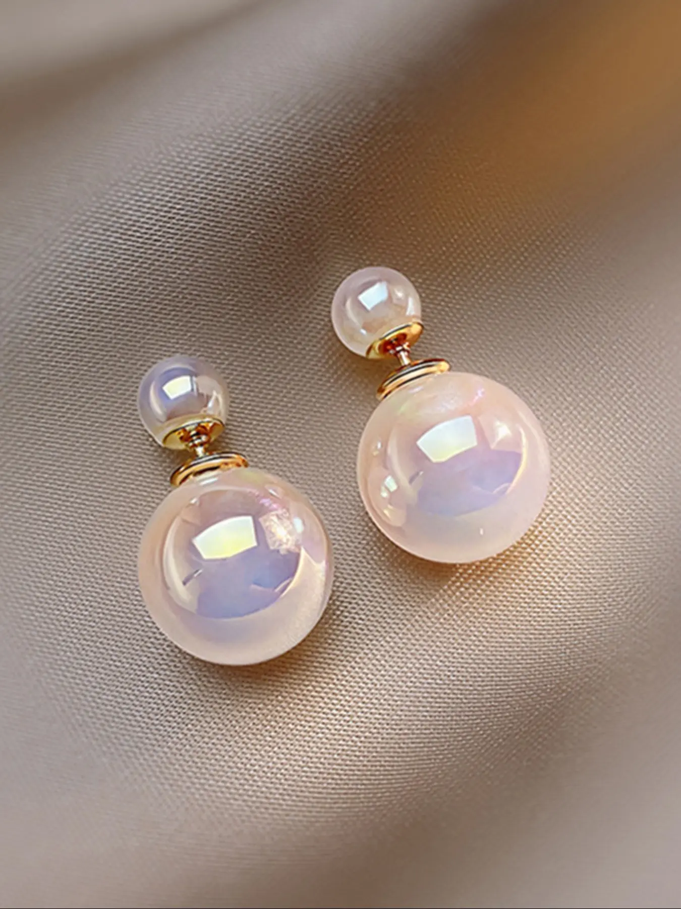 French Elegant Mermaid Stud Earrings, Faux Pearl Design, Two-Wear, Fashionable Earrings, Suitable for Women, Daily Wear, Dates, Parties, Festivals, Studs Earrings