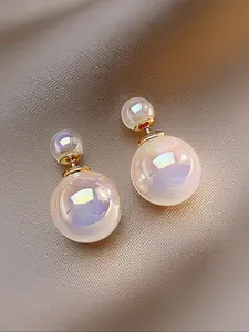 French Elegant Mermaid Stud Earrings, Faux Pearl Design, Two-Wear, Suitable for Women, Daily Wear, Dates, Parties, Festivals