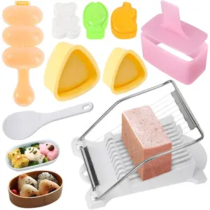 8Pcs Spam Musubi Maker Molds Kit,Rice Mold Kit Includes Luncheon Meat Slice Musubi Press Mold Rice Ball Shaker Mold Onigiri Mold Sushi Mold for Home Kitchen Restaurant DIY Sushi,Hand Tools Kits