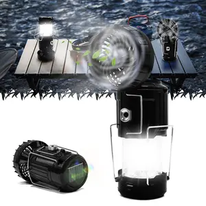ISUNMEA 2026 Upgrade Solar Powered Camping Lantern with Fan - Stay Cool and Well-lit During Outdoor Adventures with This Versatile Lantern Featuring a Built-in Fan for Added Comfort(1 PCS)