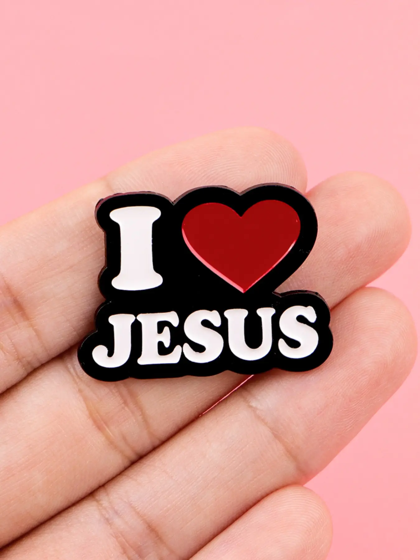 Personalized Zinc Alloy Enamel Pin, Fashion Lapel Pin, I Love Jesus Quote Brooch, Casual Backpack Clothing Accessory, All Seasons Style, Enamel Lapel Pins