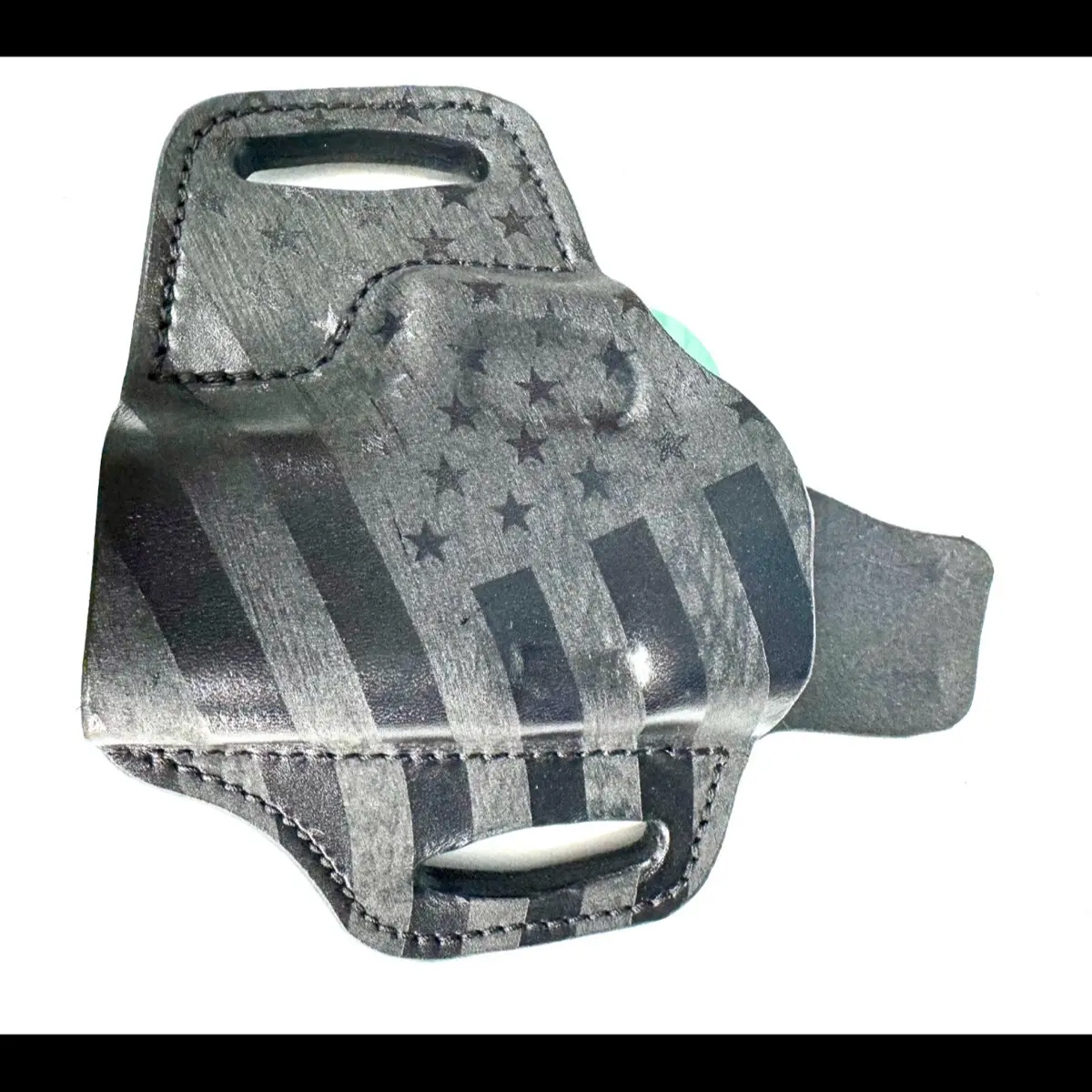American Flag leather holster with personalized engravinging