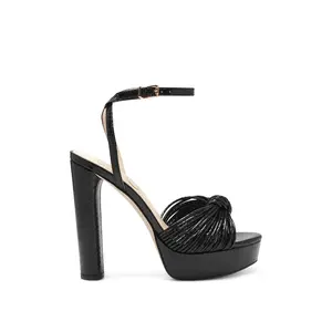 Immie Platform Sandal in Black Snake - Comfortable Women's Summer Shoes with 2 Inch Buckle for Walking