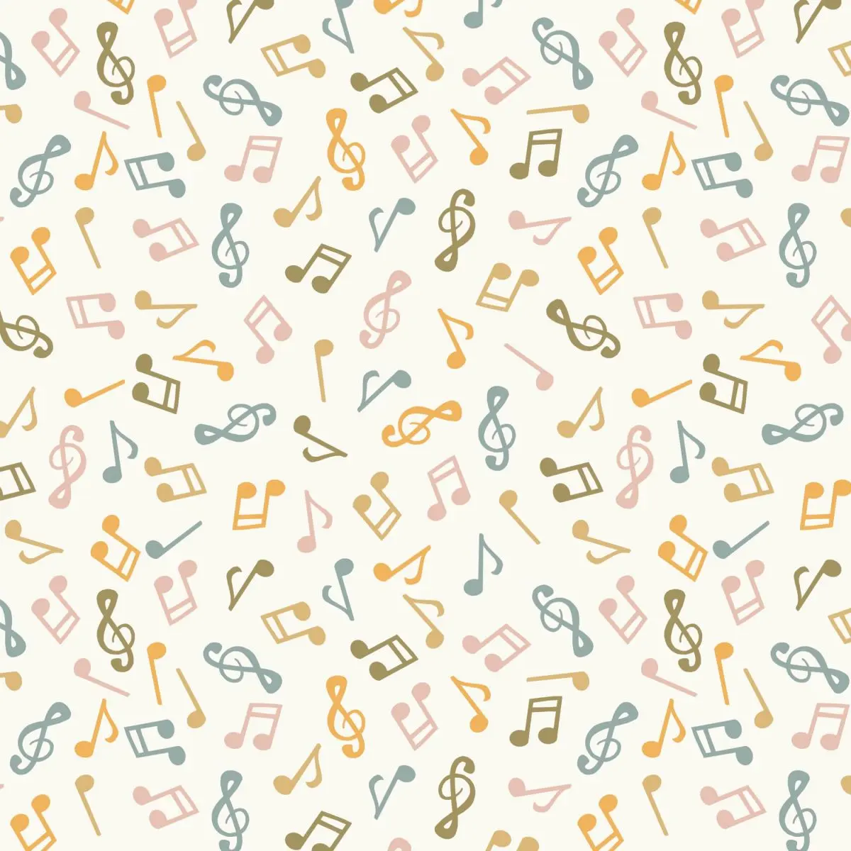 Fabric Blank Quilting Ivory Musical Notes Nursery Rhyme Time by the Quarter Yard 4835-41