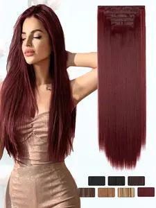 KAIRIYA 24 Inch 6-Piece Clip-In Hair Extensions - Long Straight Light Synthetic Hair for Women, Natural Look for Holiday Parties & Easy Styling