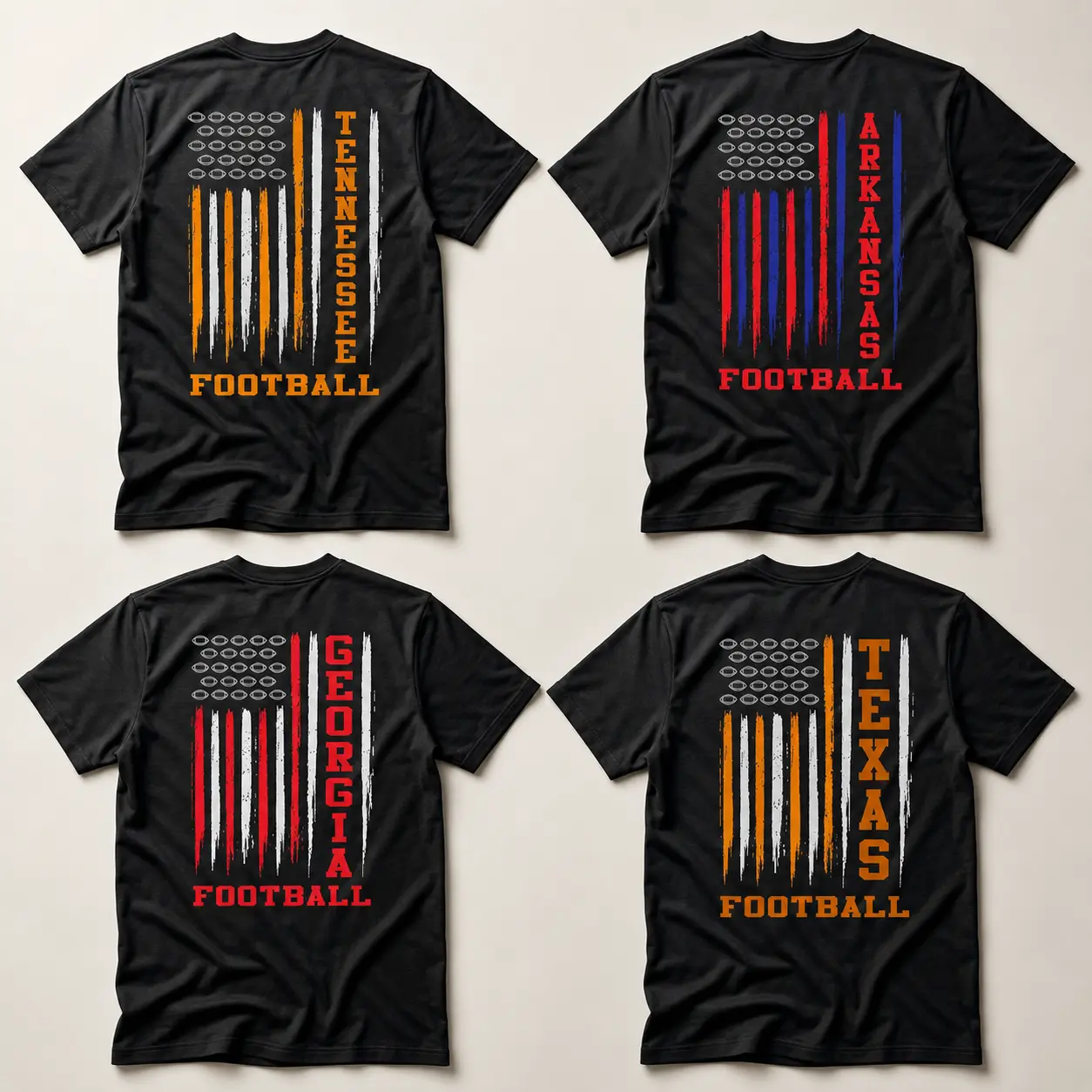 College Varsity Football Flag T-Shirt American Flag Graphic Tee Short Sleeve Shirt for Men and Women Gift for Football Fans Dad Husband Girlfriend