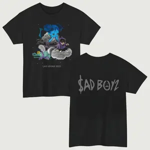 Sad Boyz En Las Nubes Unisex Graphic Tee: Ultra-Soft Vintage Washed Pullover in Cozy Cotton, Offering Relaxed Oversized Fit for Effortless Trendy Streetwear and All-Day Casual Comfort