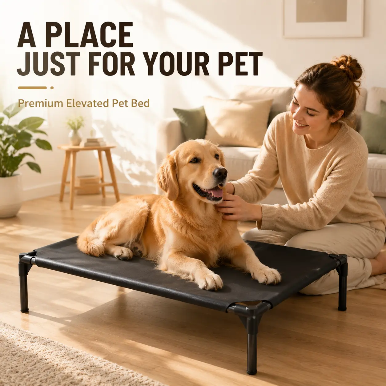 Breathable Elevated Dog Bed, Waterproof Raised  Cot Bed, Oxford Fabric Dog Sofa Bed, Durable Frame Camping Cooling Dog Cot Bed, Indoor Home Use, Outdoor  Bed for Small, Medium & Large Size Dogs, Durable Breathable Pet Accessory, Trending Pet Products