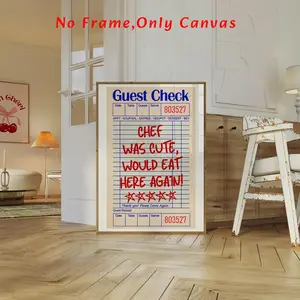 Guest Check Wall Art, Kitchen Wall Art, Canvas Wall Art, Wall Decor for Home Living Room Bedroom, Home Decor, Poster