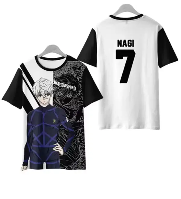 Men's and Women's Summer Short-Sleeve T-Shirt, AnimeBlue Lock Print T-Shirt, Casual Fashion Crew Neck ShortSleeve, Sports Top T-Shirt
