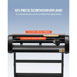 VEVOR Vinyl Cutter Machine, Upgraded 28 Inch Paper Feed Cutting Plotter Bundle, Adjustable Force & Speed Vinyl Printer with Powerful Stepper Motors, Signmaster Software Compatible with Windows System