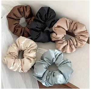 Heatless Curling Scrunchie for Women Satin Oversized Pillow Hair Tie for Sleeping Buns Soft Waves Simple Style Solid Color 2Pcs Various Colors