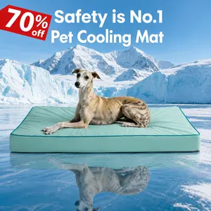 Blunique Cooling Orthopedic Dog Bed for Dogs & Cats, Waterproof Egg Crate Foam Pet Sofa Bed & Cooling Mat 2-in-1 Flat & C-Shaped Design, Q-Max 4.0 Temperature Regulating Fabric, Washable & Dryer Safe Pet Bed for All Seasons