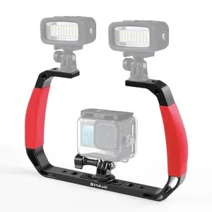 PULUZ Dual Silicone Handles Aluminum Alloy Underwater Diving Rig for GoPro, DJI OSMO Action, Insta360 and Other Action Cameras
