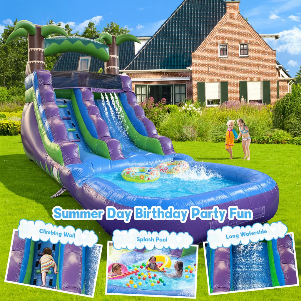 Commercial Grade Water Slide 100% PVC  Inflatable Water Slide with Splash Pool Playground Outdoor Kids Adult Summer Water Play Commercial Rental Equipment Summer Fun