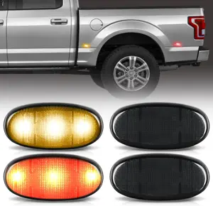 Nilight 4-PCS 3-LED Smoked Lens Wheel Fender Side Marker Lights, Red Amber Front Rear Clearance Lights, Plug-and-Play Auto Parts Accessories for 2011-2022 F250 F350 F450 F550 Super Duty Cars, Vehicle & Truck Accessories