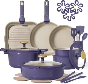 26 Pcs Pots and Pans Set, Nonstick Cookware Sets with Detachable Handle, Purple Dishwasher Safe, Oven Safe, Cookware Non Stick Cooking Set w/Frying Pans & Saucepans(PFOS, PFOA Free)