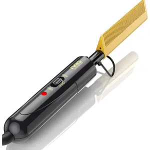 Electric Hot Comb for Wigs & Edges, 450℉ Small Hot Comb, Low & High Temperature Settings, Hair Straightening Comb for Black Hair, Portable Dual Voltage for Travel & Home Use