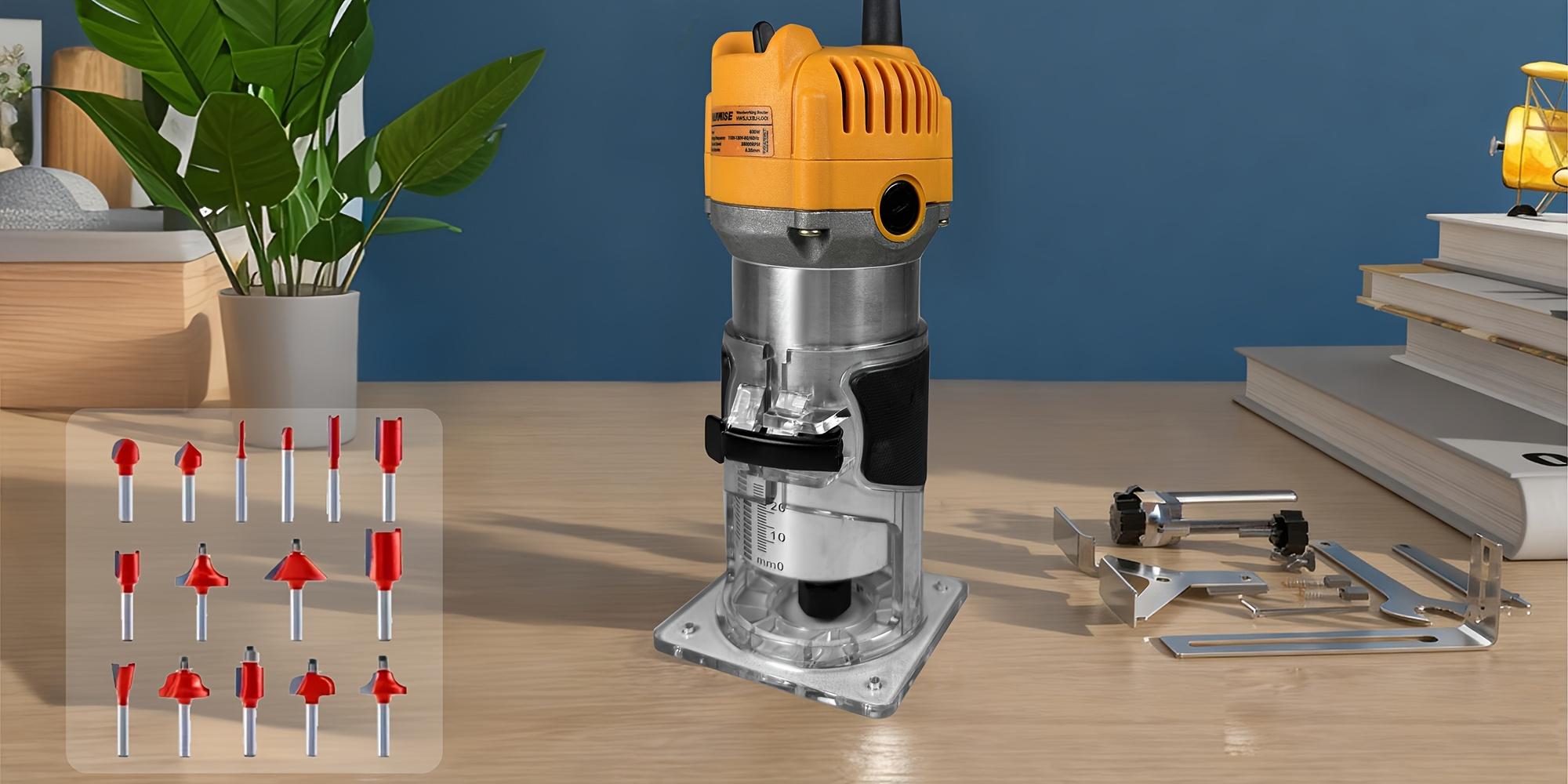 Hanwise Compact 800W Wood Router, Professional/ DIY Woodworking Tool For Slotting, Trimming, Edging, Carving - Dust Collection System, Transparent Base, Includes Guide Rail & Wrench, 110V US Plug, Ideal For Beginners & Pros, Woodworking Equipment