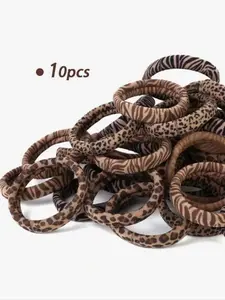 Leopard Pattern Hair Tie Set, High Stretch Hair Tie, Fashion Hair Accessories for Women & Girls, Minimalist Headwear Elastics
