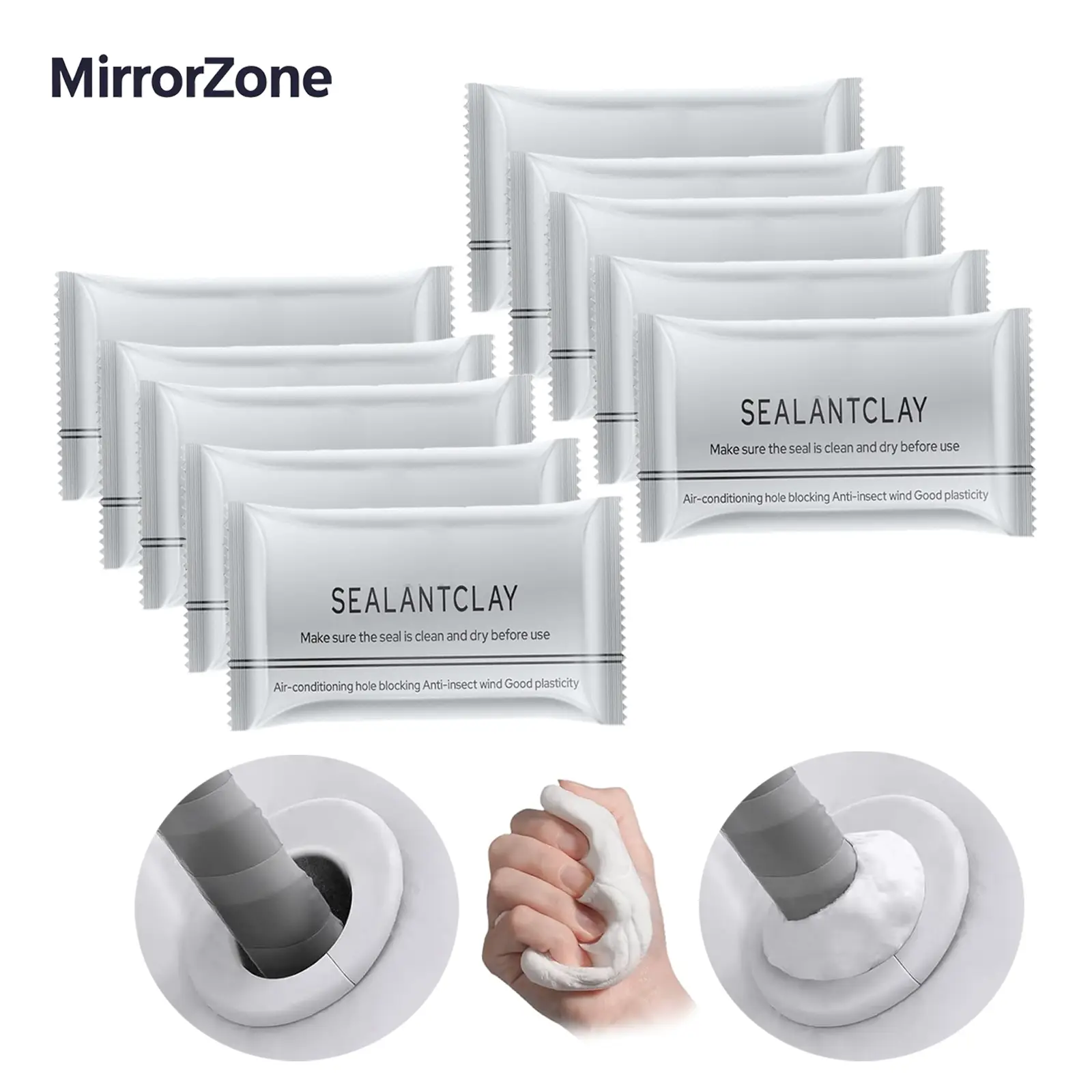 10Count Waterproof Sealant Mastic,Quick Mending Mud,Repair Wall Holes,for Drain Connection,Wall Hole,Air Conditioning Hole Waterproof Seal Putty.Mirro