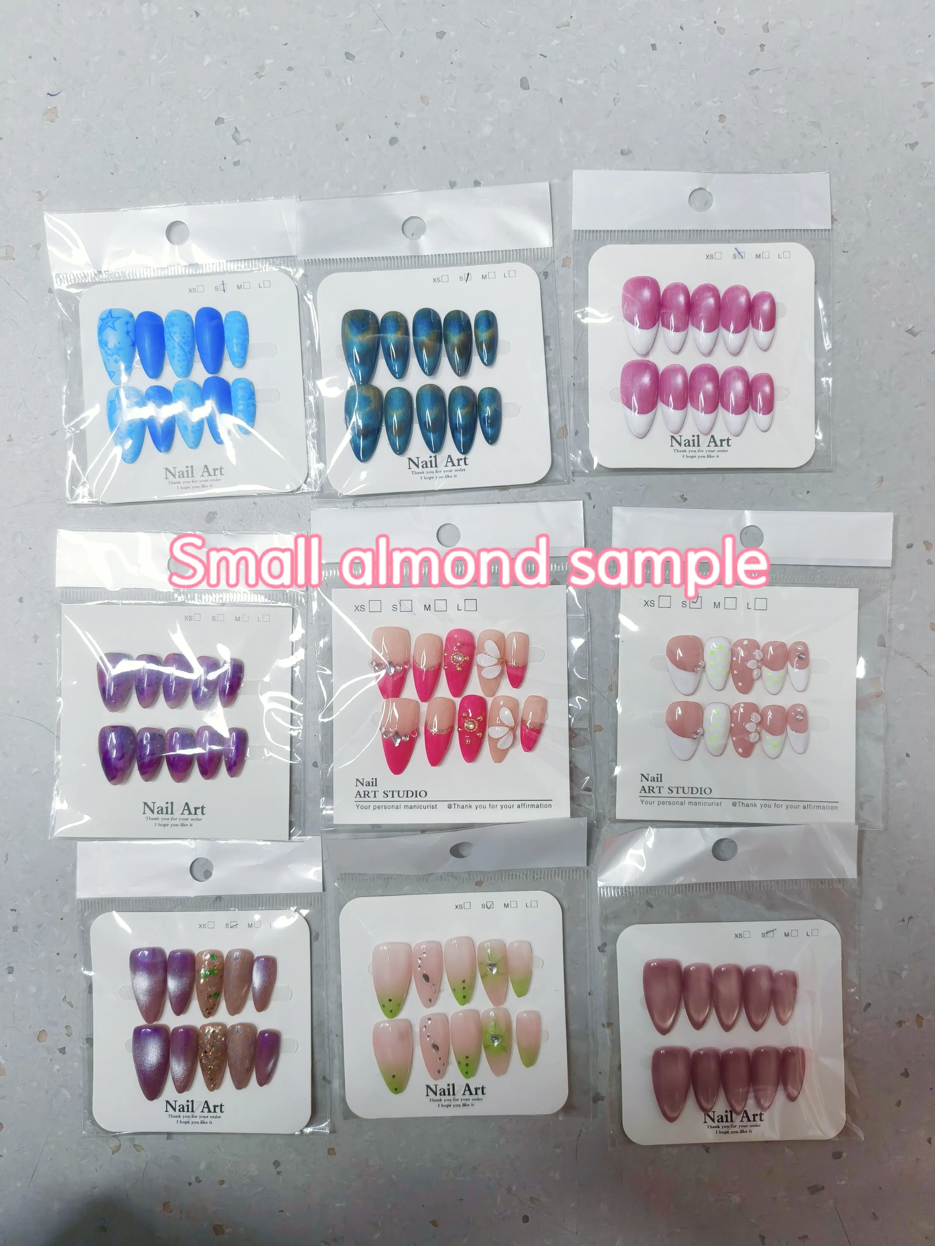 Lyn(21654)gc.$30 for 21 pairs pretty nails mystery box, free shipping!!! Selectable size and length, random style.
