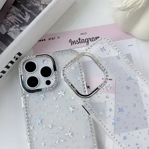 Sparkling Star Case for iPhone 17Pro Max Air 16Plus 15 14 13 12 cases, Transparent Star Phone Cases, Protection Durable Phone Cases, Protective Silicone Cover, Tuff iPhone Cases for Everyone.JN21