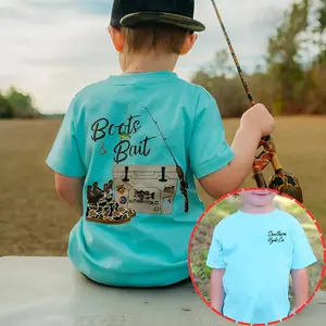 Youth And Adult Boots & Bait T-shirt, Fishing shirt, Vintage #Southern boy, Natural Country Boy T-shirt, Southern Graphic Tee, Gift for Boys Girls, Youth clothing, Family shirt, birthday gift, summer outfit, outdoor apparel