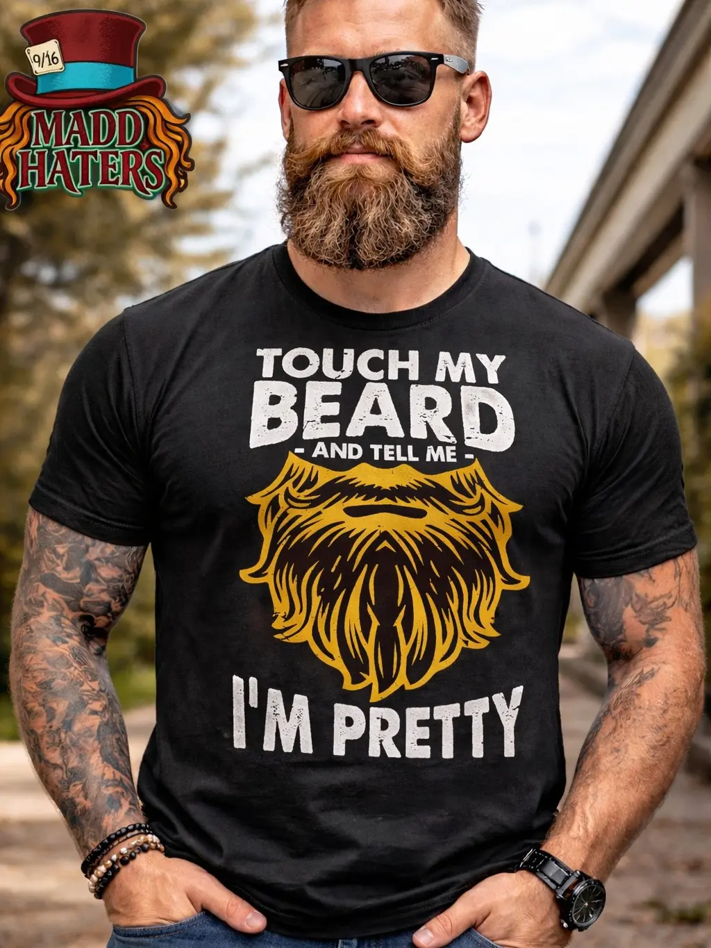 Men's Touch my Beard and Tell Me I'm Pretty Gildan softstyle tee
